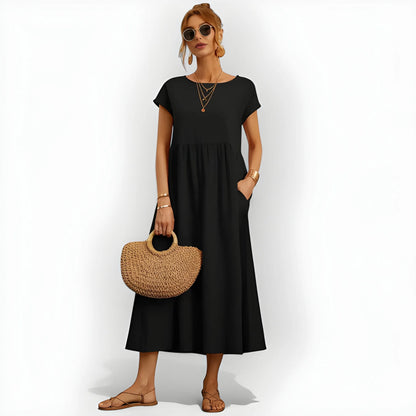 Vestido de Verano Midi Casual Cómodo con Bolsillos