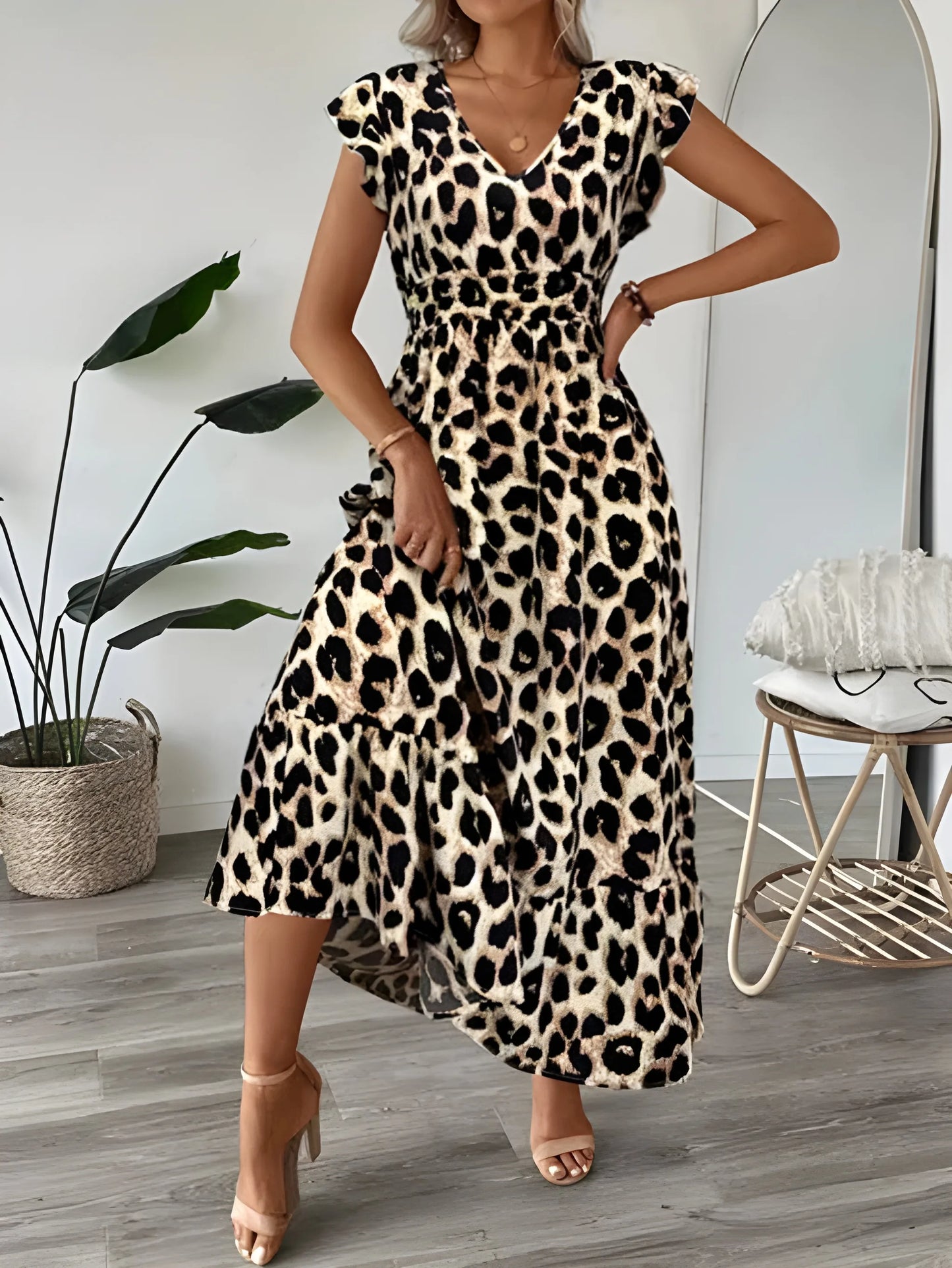 Vestido de verano largo elegante casual con escote en V