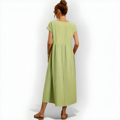 Vestido de Verano Midi Casual Cómodo con Bolsillos