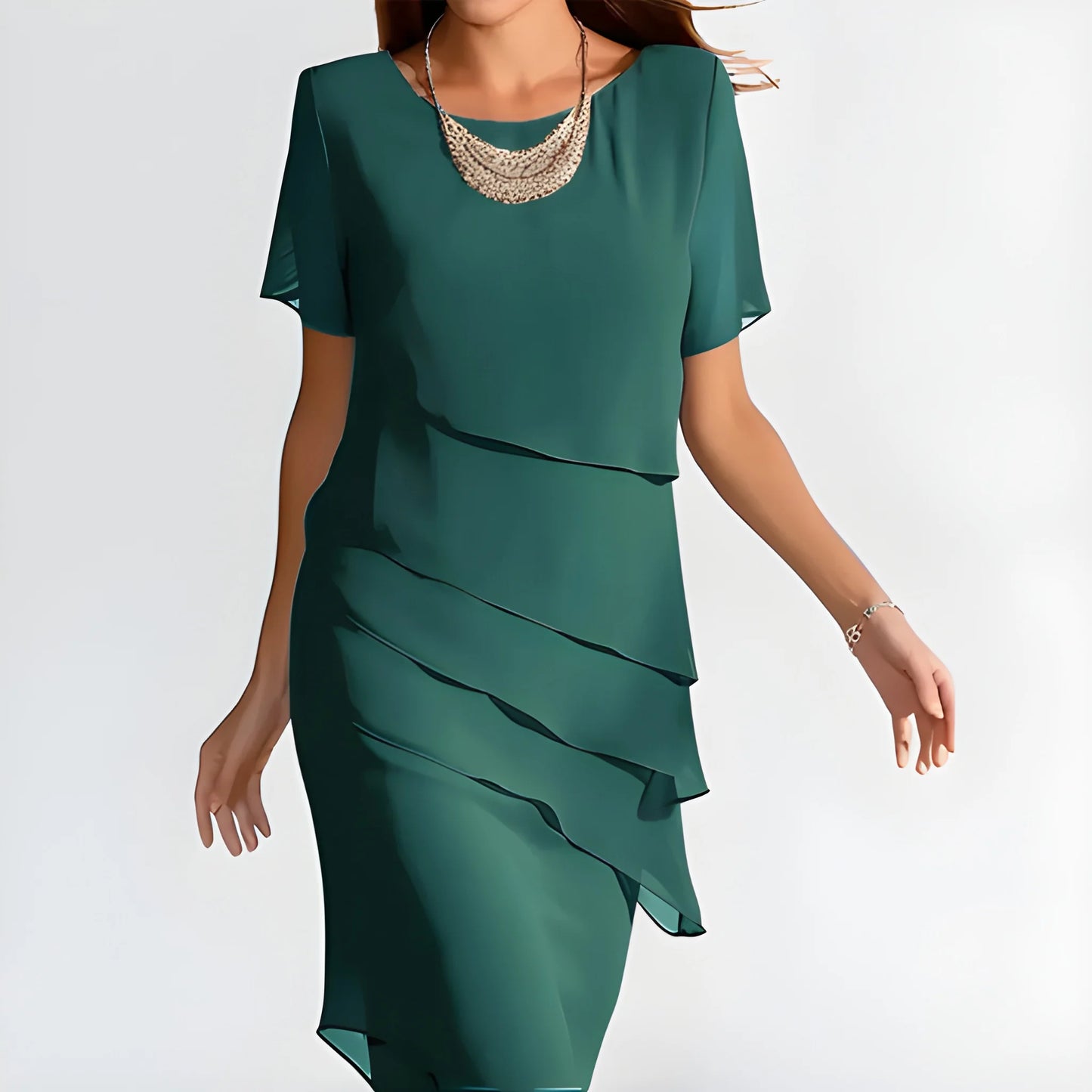 Vestido de Verano Midi Elegante Casual con Drapedado