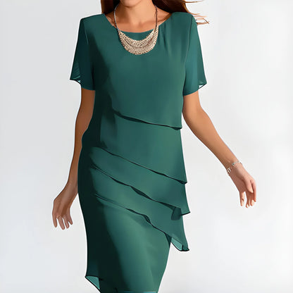Vestido de Verano Midi Elegante Casual con Drapedado