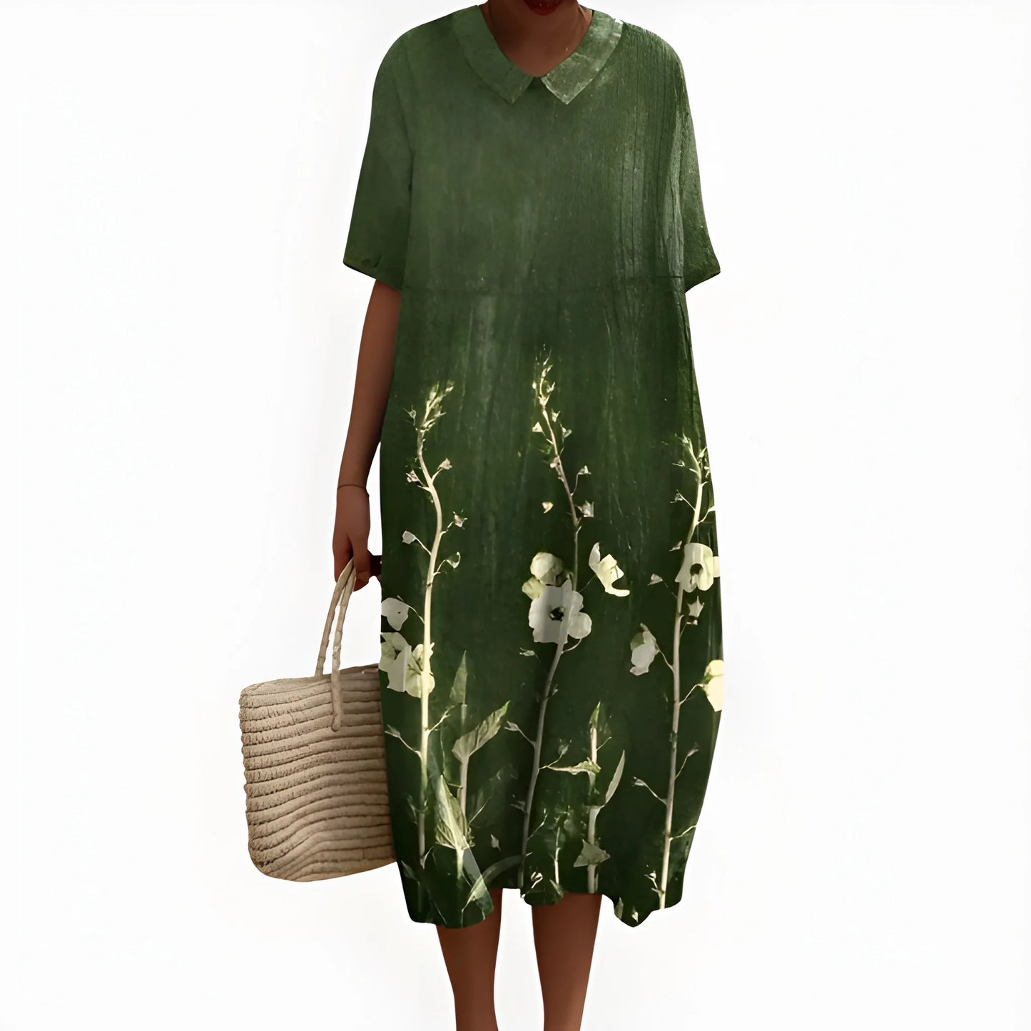 Vestido de Verano Midi de Flores Casual con Fruncido