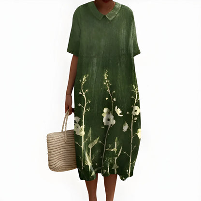 Vestido de Verano Midi de Flores Casual con Fruncido