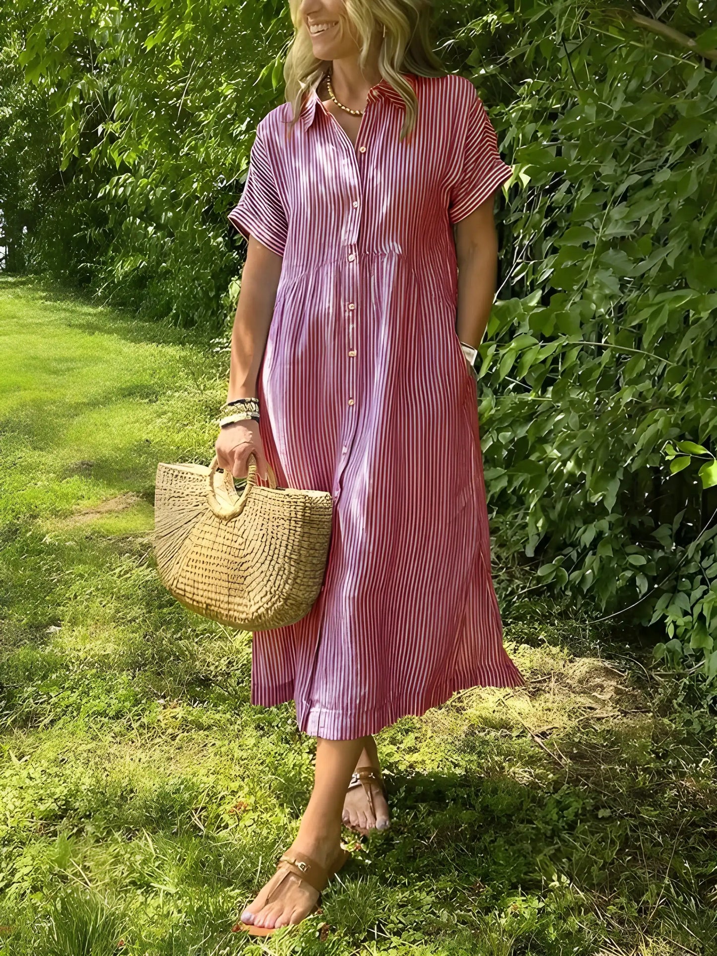 Vestido de verano midi casual con manga corta