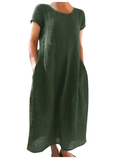 Vestido de verano largo elegante casual con manga corta