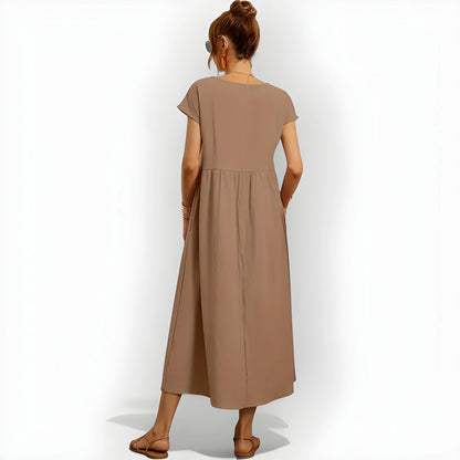 Vestido de Verano Midi Casual Cómodo con Bolsillos
