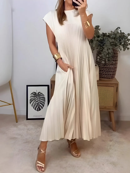 Vestido Maxi de Verano Elegante y Casual con Diseño Plisado