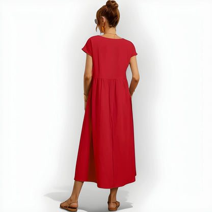 Vestido de Verano Midi Casual Cómodo con Bolsillos