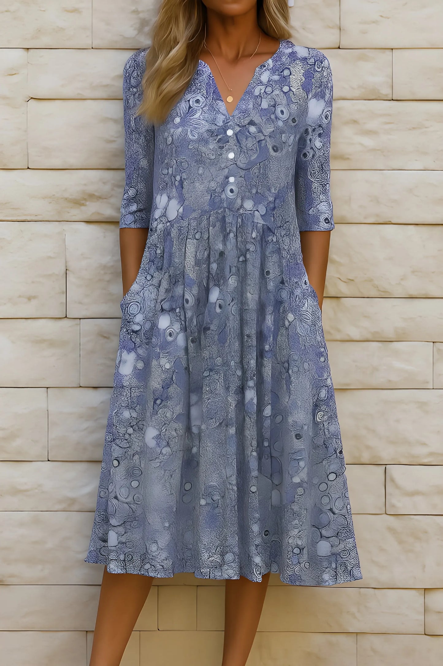 Vestido de Verano Midi Elegante Casual con Escote en V