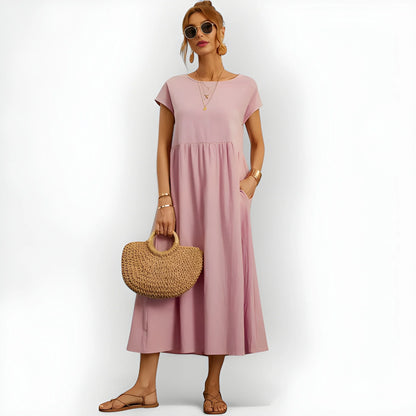 Vestido de Verano Midi Casual Cómodo con Bolsillos