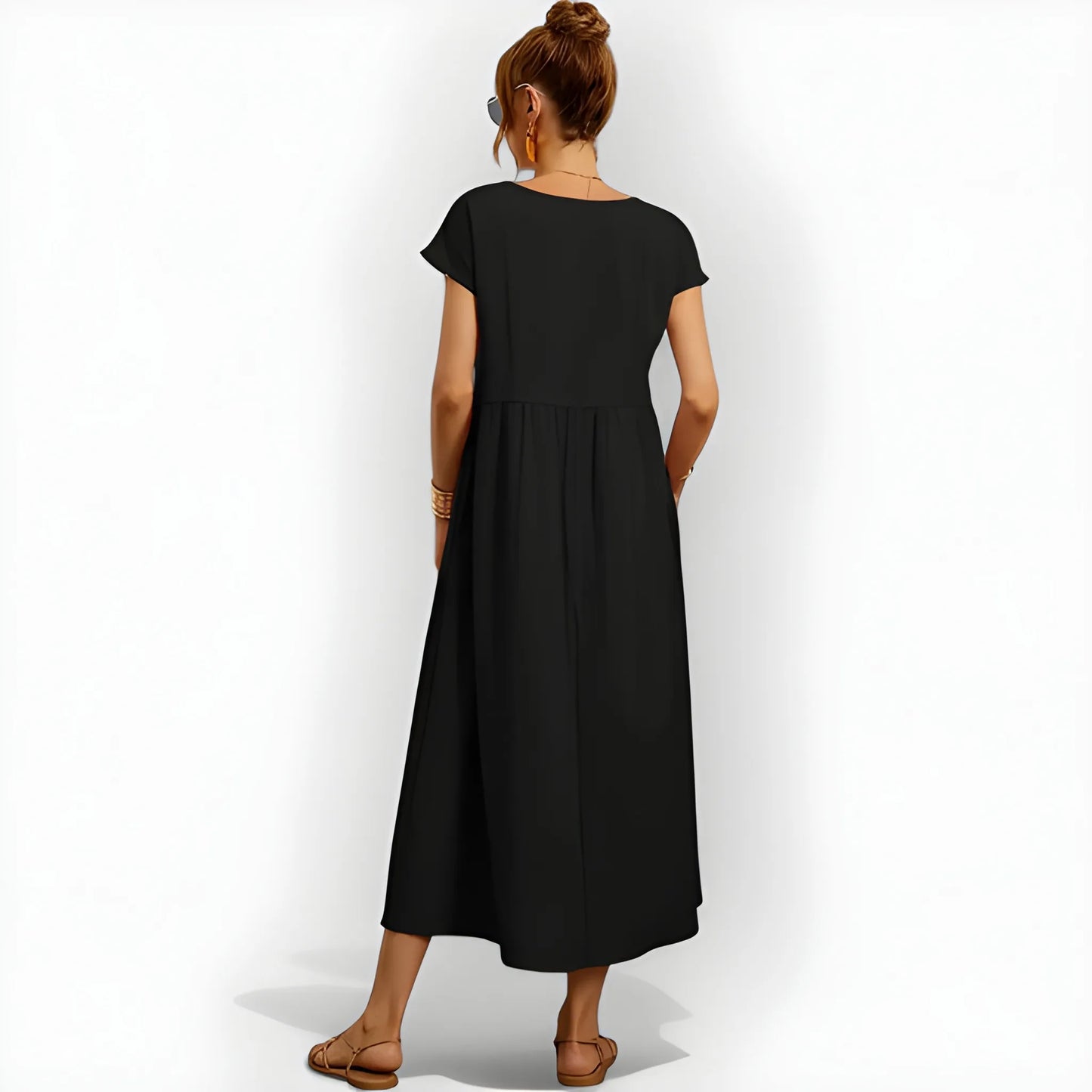 Vestido de Verano Midi Casual Cómodo con Bolsillos