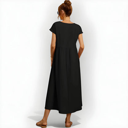Vestido de Verano Midi Casual Cómodo con Bolsillos