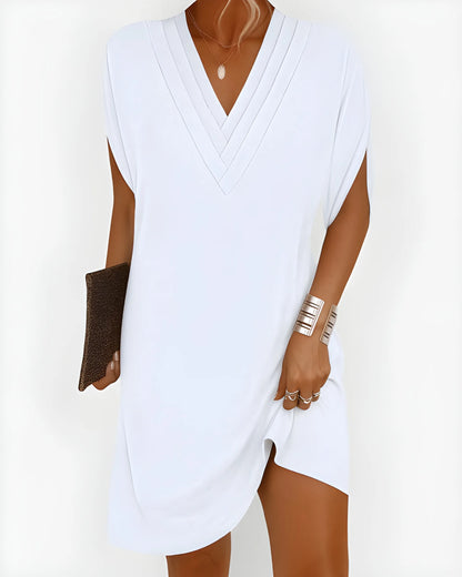 Vestido corto midi de verano casual con escote en V