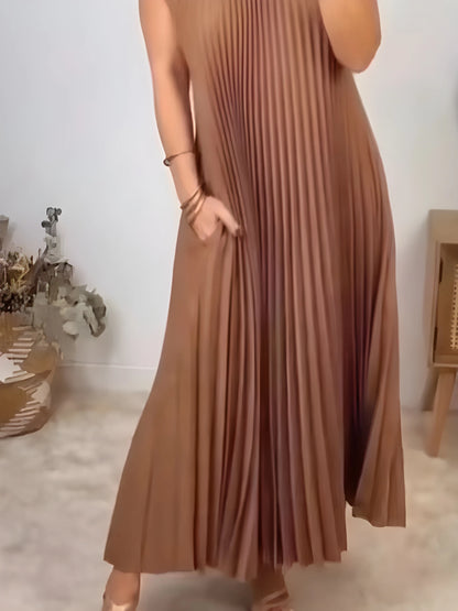 Vestido Maxi de Verano Elegante y Casual con Diseño Plisado