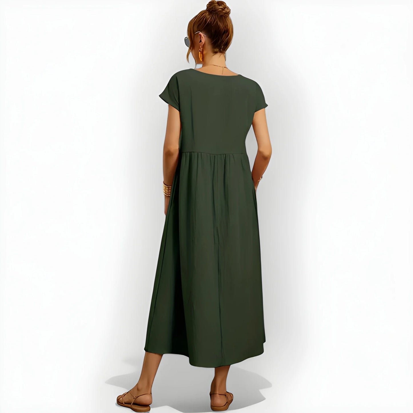 Vestido de Verano Midi Casual Cómodo con Bolsillos