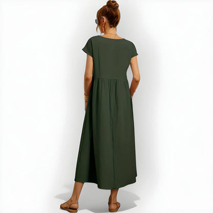 Vestido de Verano Midi Casual Cómodo con Bolsillos