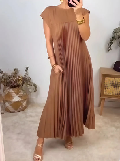 Vestido Maxi de Verano Elegante y Casual con Diseño Plisado