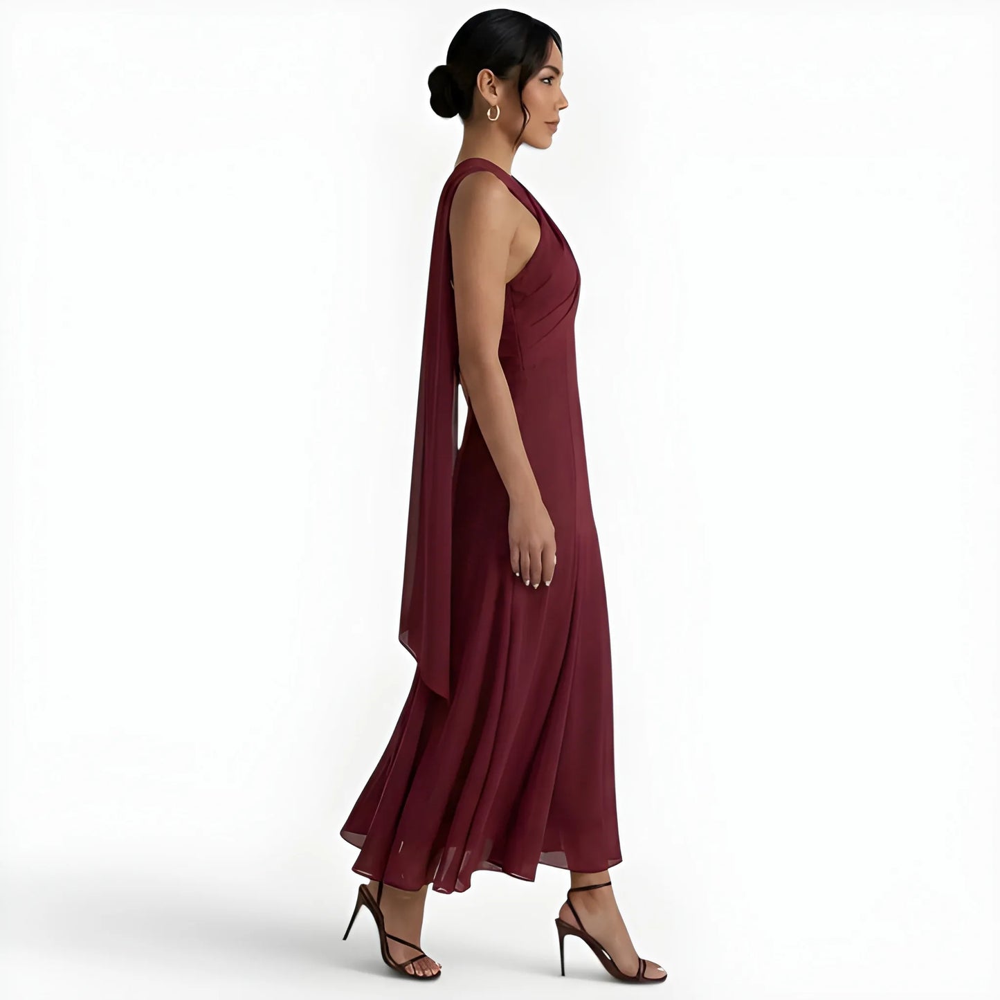 Vestido de invitada de boda midi elegante casual con cuello halter