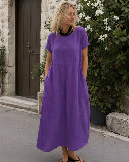 Vestido de verano largo elegante casual con manga corta