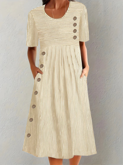 Vestido de Verano Midi Casual Elegante con Manga Corta