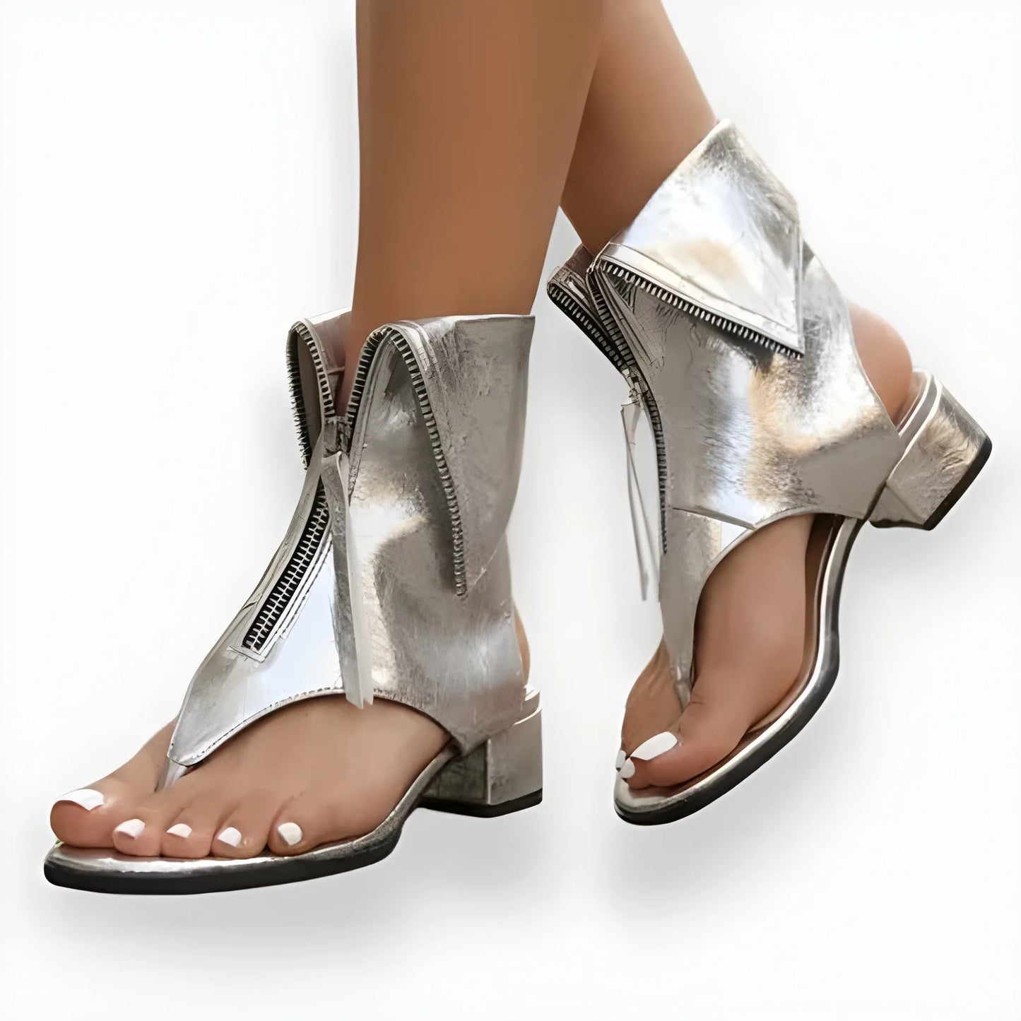 Sandalias de mujer elegantes casuales con cremallera frontal
