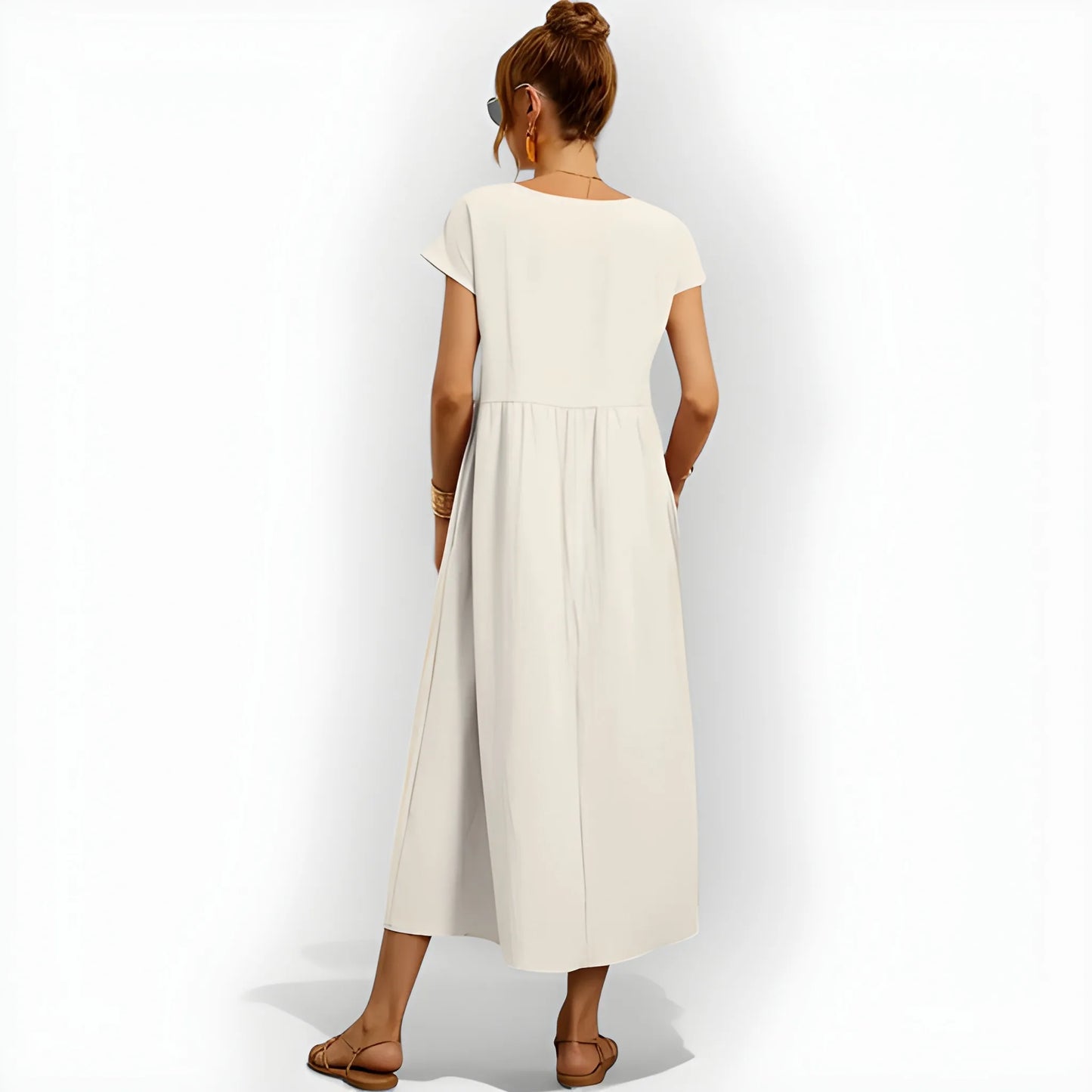 Vestido de Verano Midi Casual Cómodo con Bolsillos