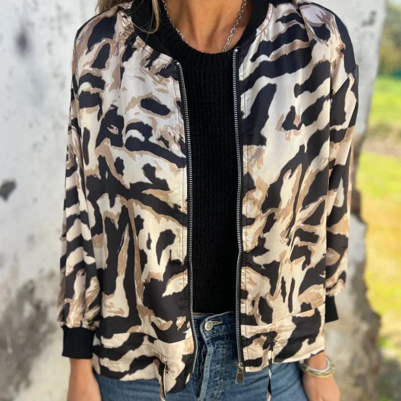 Chaqueta de Mujer Casual Ligera con Estampado de Cebra