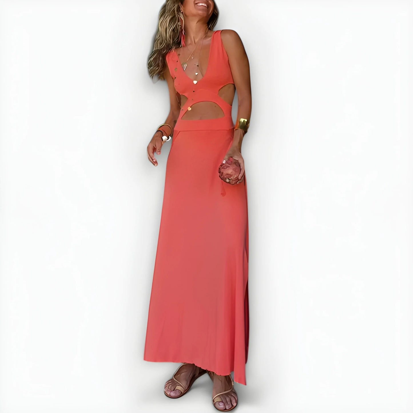 Vestido de Verano Largo Casual Elegante con Cut Out