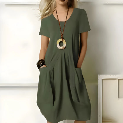 Vestido de Verano Midi Casual Boho con Plisado