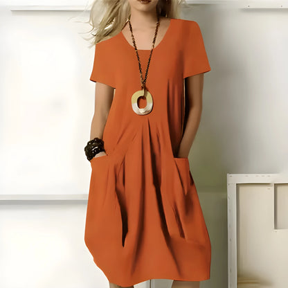 Vestido de Verano Midi Casual Boho con Plisado