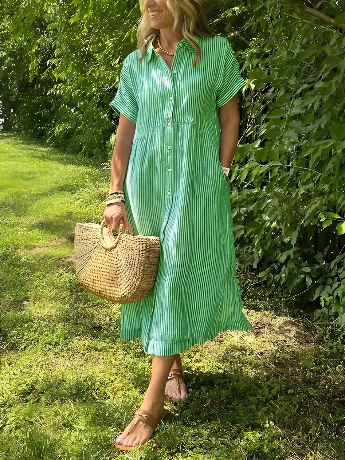 Vestido de verano midi casual con manga corta