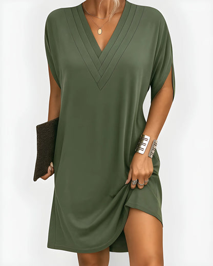 Vestido corto midi de verano casual con escote en V