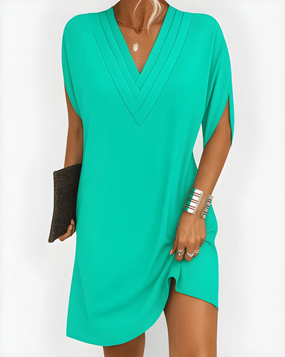 Vestido corto midi de verano casual con escote en V