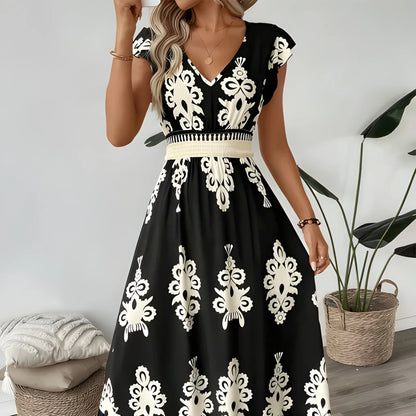 Vestido de verano largo elegante casual con escote en V