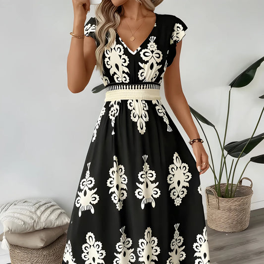 Vestido de verano largo elegante casual con escote en V