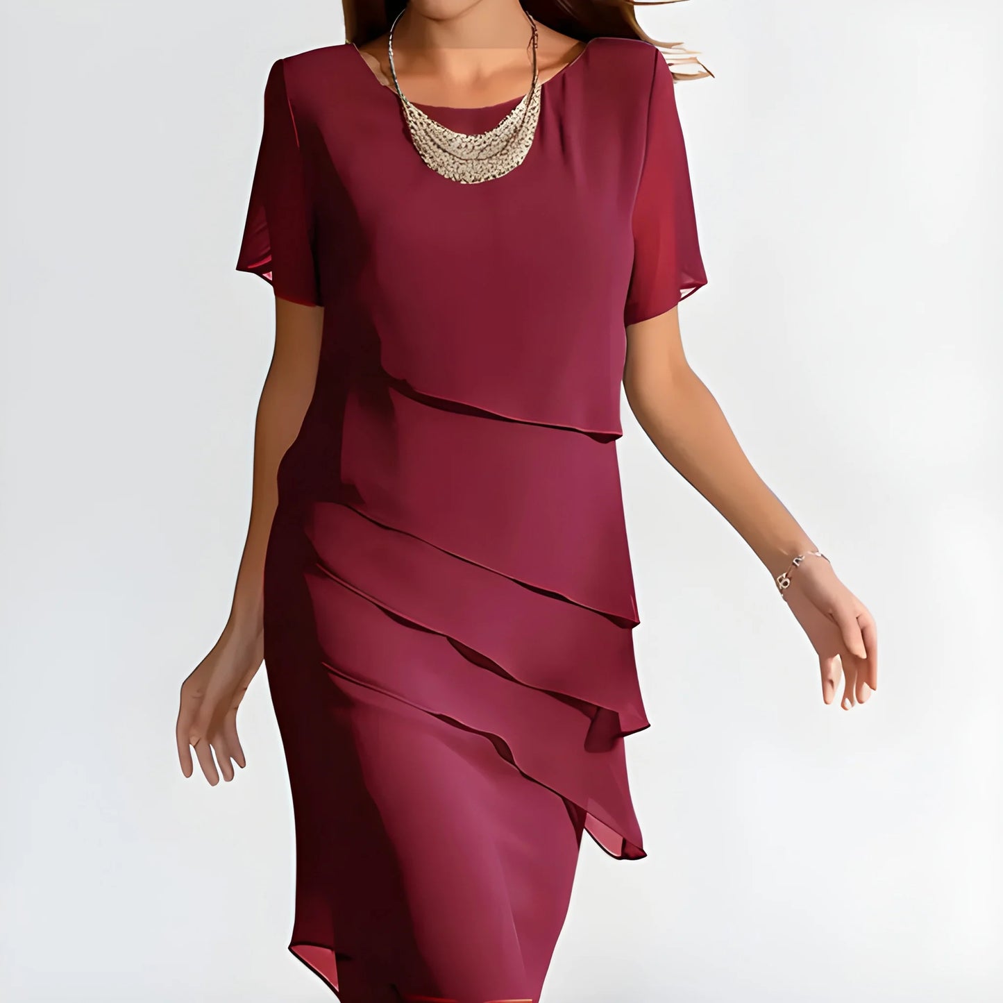 Vestido de Verano Midi Elegante Casual con Drapedado