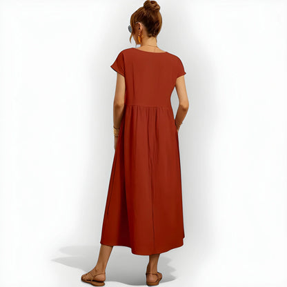 Vestido de Verano Midi Casual Cómodo con Bolsillos
