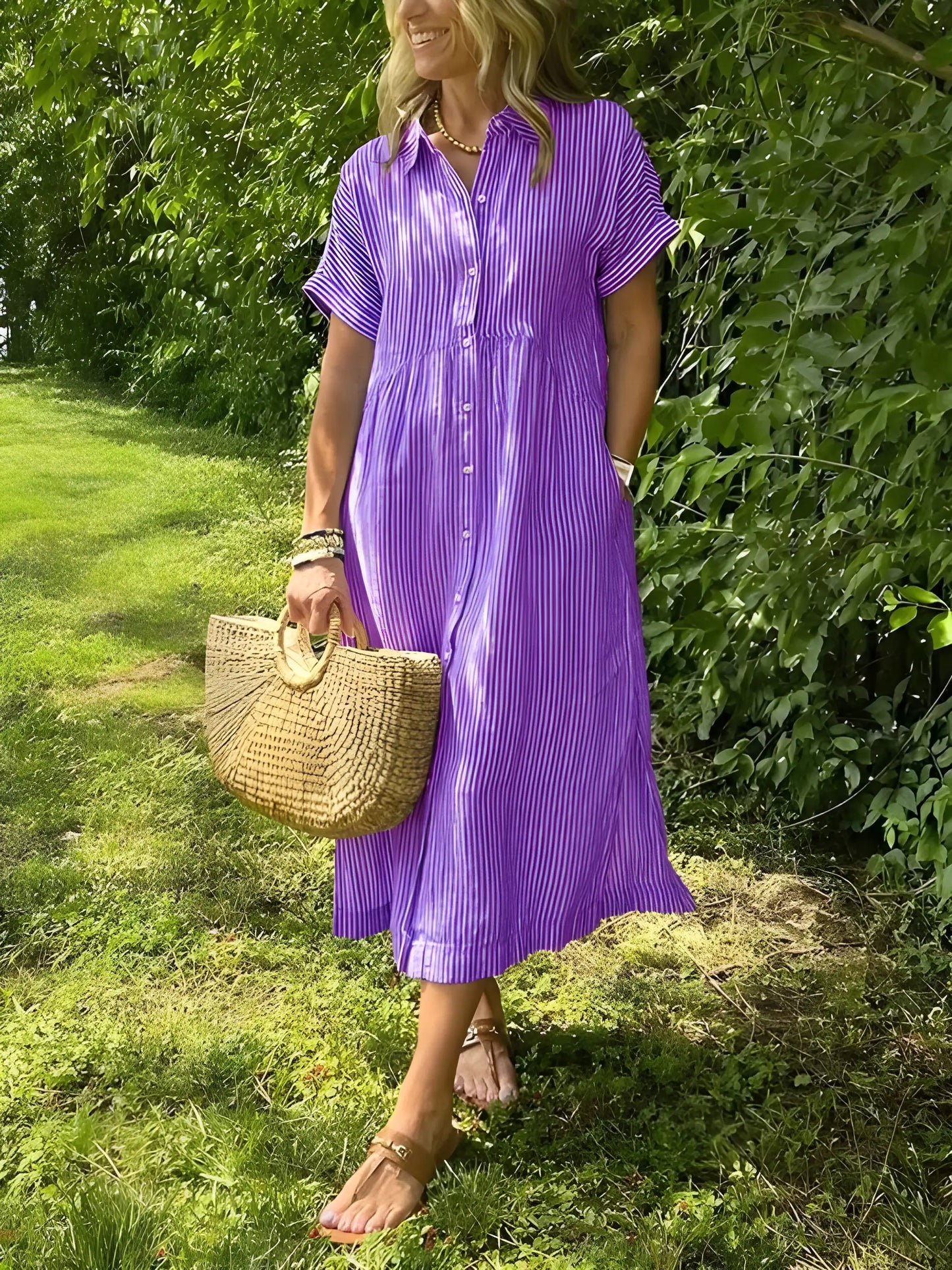 Vestido de verano midi casual con manga corta
