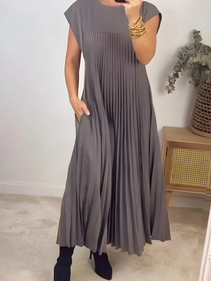 Vestido Maxi de Verano Elegante y Casual con Diseño Plisado
