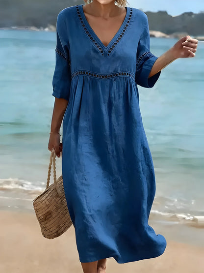 Vestido de Verano Midi Boho Casual con Escote en V