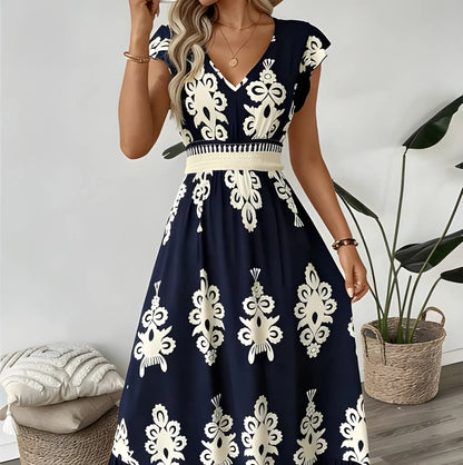 Vestido de verano largo elegante casual con escote en V