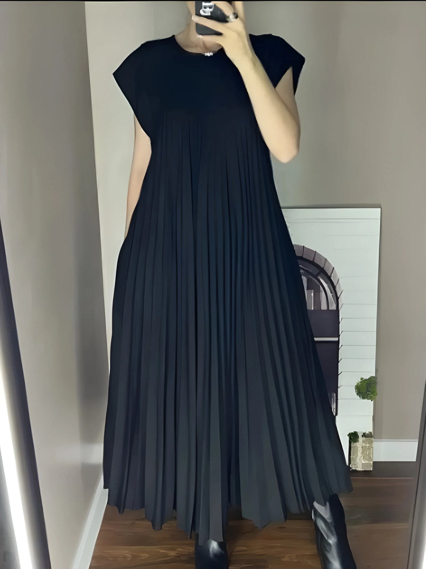 Vestido Maxi de Verano Elegante y Casual con Diseño Plisado