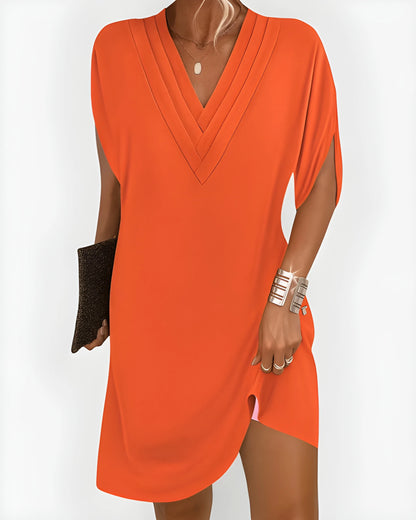Vestido corto midi de verano casual con escote en V