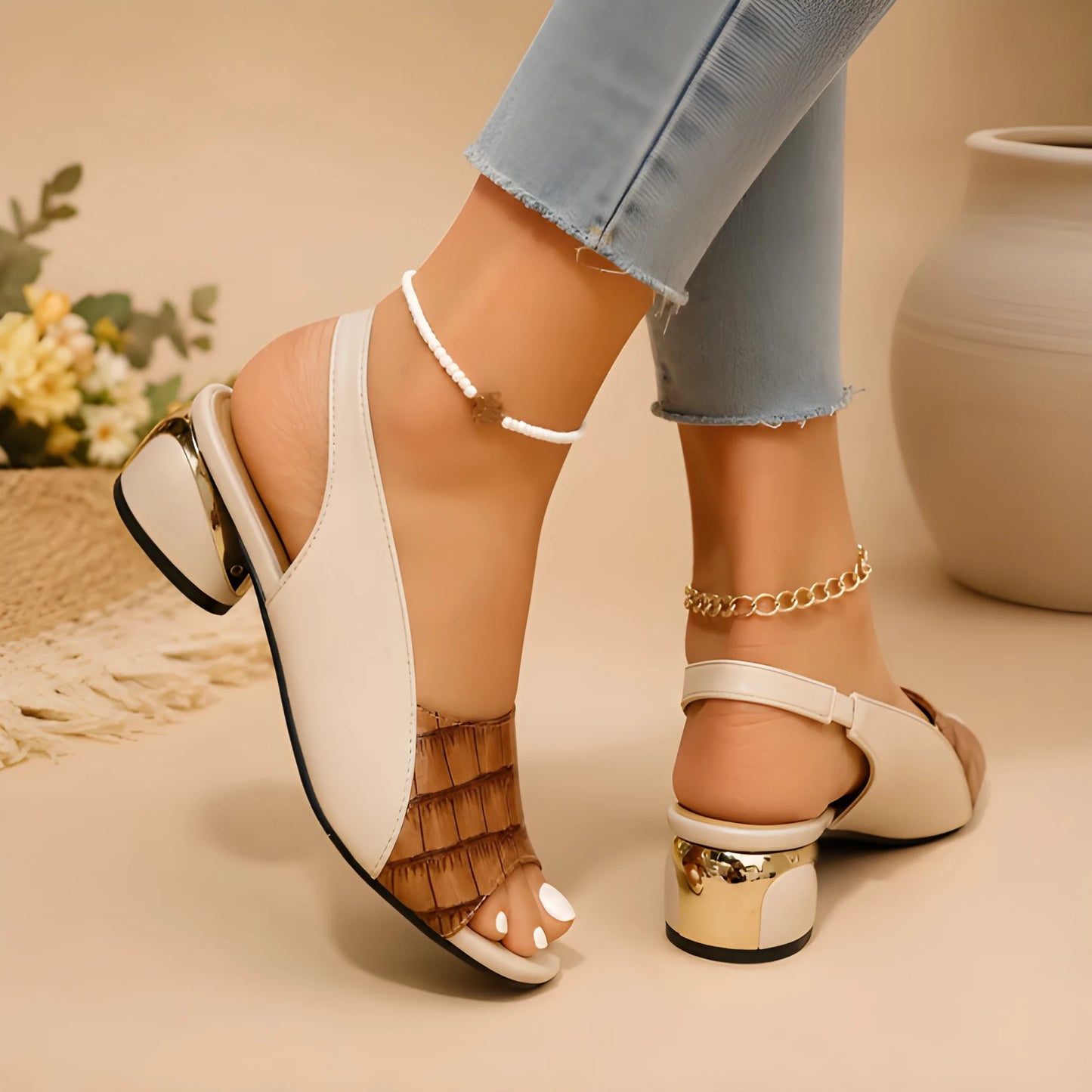 Sandalias de mujer elegantes casuales con soporte para el arco