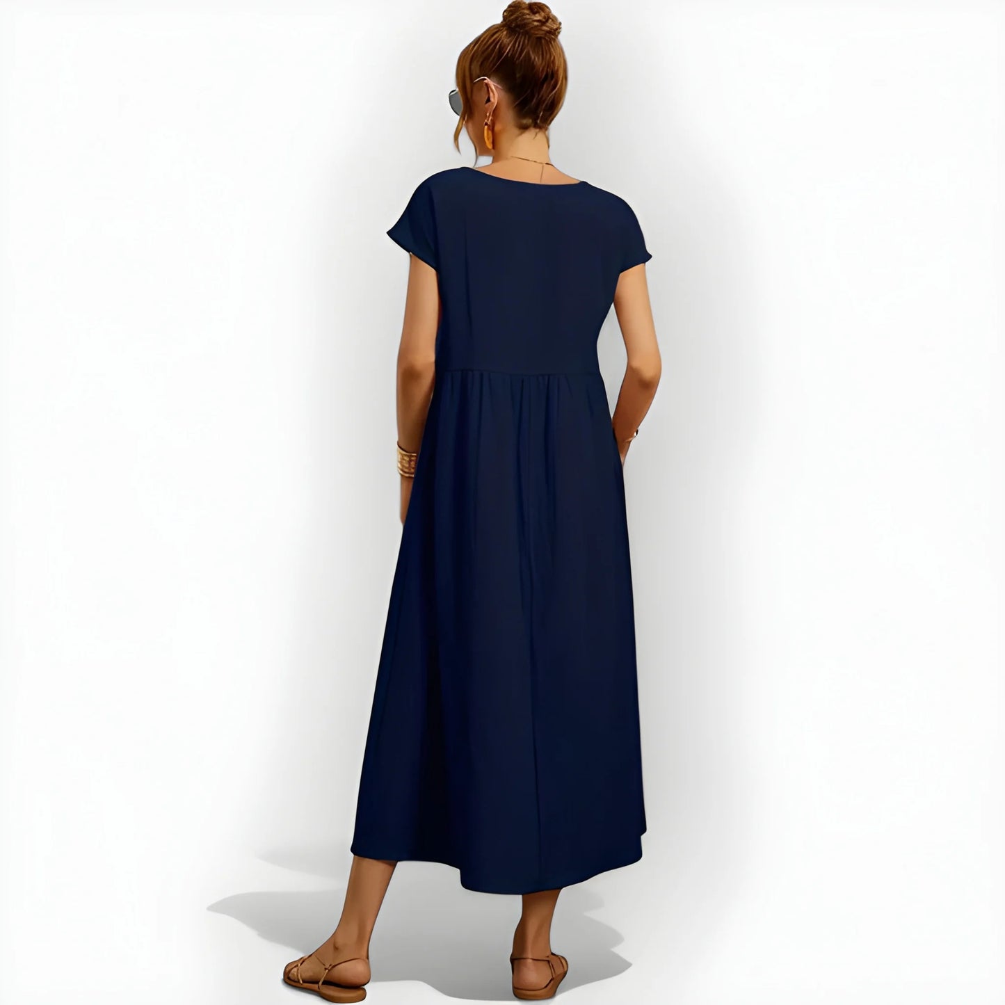 Vestido de Verano Midi Casual Cómodo con Bolsillos